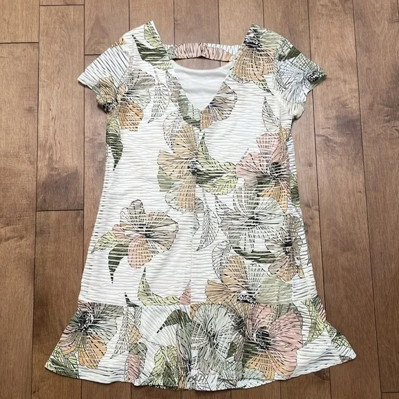 Nicole Miller Studio floral shift shirt mini dress US6 shortsleeve - Picture 12 of 12